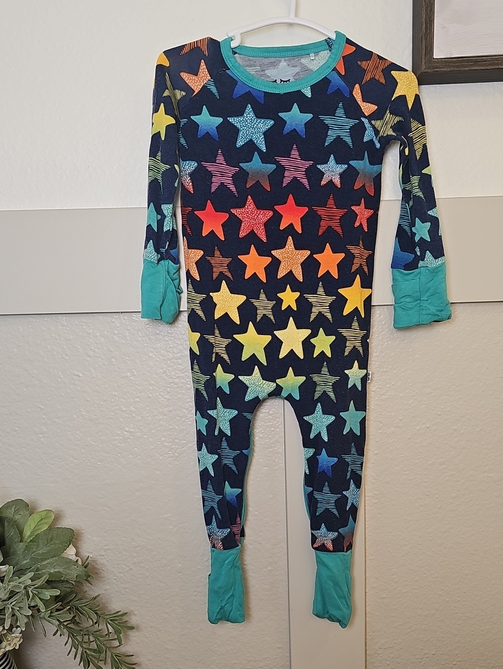 Little Sleepies Navy Star Bamboo Crescent Zippy 3-6m